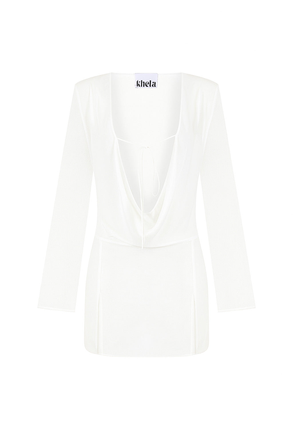  Beyaz şifon uzun kollu bağlamalı plaj elbisesi