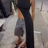 STAY MAD ASYMMETRIC TOP BLACK