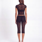 BAD DECISION SHORT SLEEVE TOP IN LACE