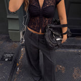 BAD DECISION SHORT SLEEVE TOP IN LACE