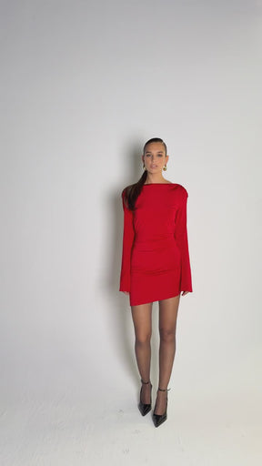 BACK OFF DRESS RED