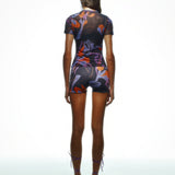 Khela desen baskılı jarse kumaşlı mini şort